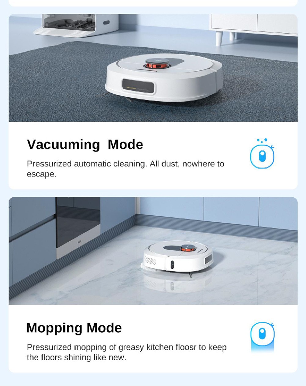 ROIDMI EVA 3-in-1 3200Pa Robot Vacuum, Cleaner Sweeping & Vacuuming & Mopping, Self-Cleaning and Emptying Robot Vacuum