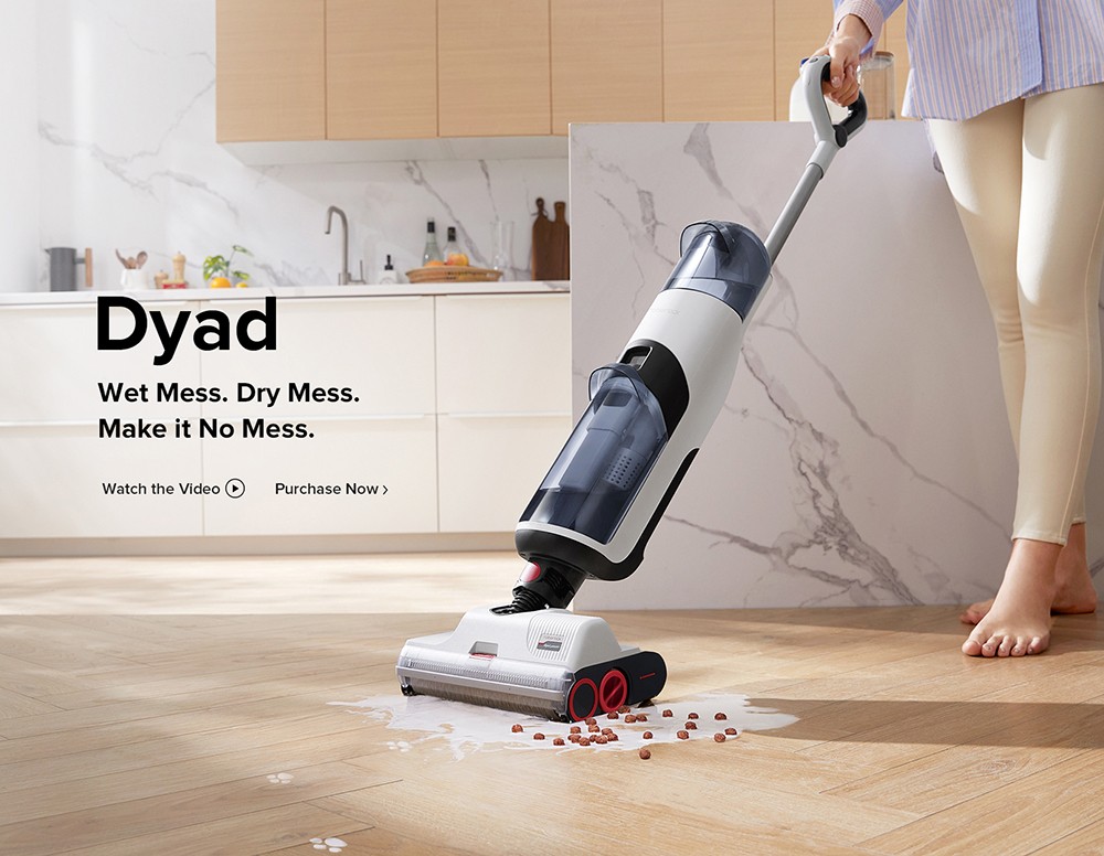 Roborock Dyad Wet and Dry Vacuum Cleaner, 13kPa Powerful Suction, 5000mAh Battery, 35min Runtime, Intelligent Dirt Detection - Black