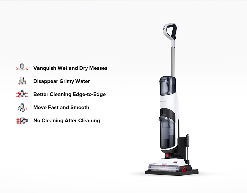 Roborock Dyad Wet and Dry Vacuum Cleaner, 13kPa Powerful Suction, 5000mAh Battery, 35min Runtime, Intelligent Dirt Detection - Black