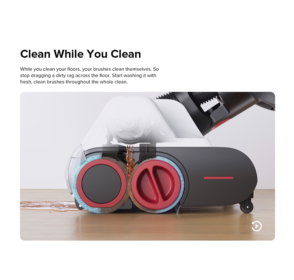 Roborock Dyad Wet and Dry Vacuum Cleaner, 13kPa Powerful Suction, 5000mAh Battery, 35min Runtime, Intelligent Dirt Detection - Black