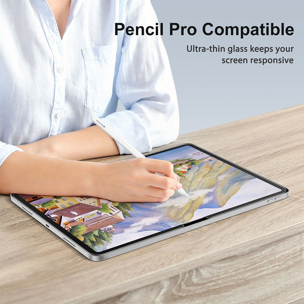 SODI 2 Pack Screen Protector for iPad Pro 13 Inch (2024) + 2 Pack Lens Protector with Installation Frame