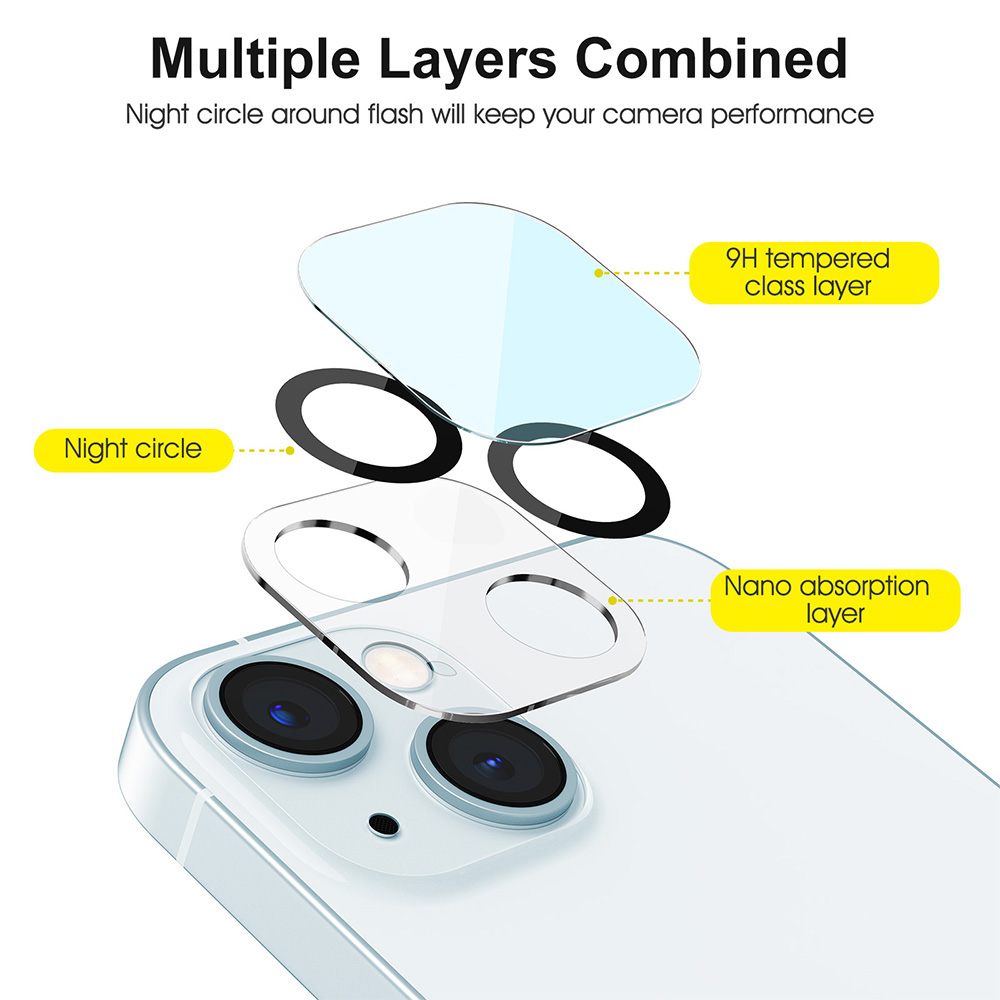 SPARIN 2 Pack HD Screen Protector for iPhone 15 + 2 Pack Lens Protector with Installation Frame