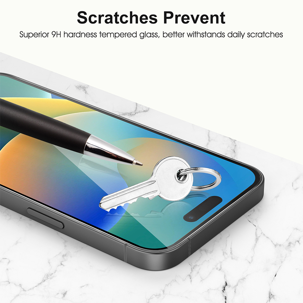 SPARIN 2 Pack HD Screen Protector for iPhone 15 Pro + 2 Pack Lens Protector with Installation Frame