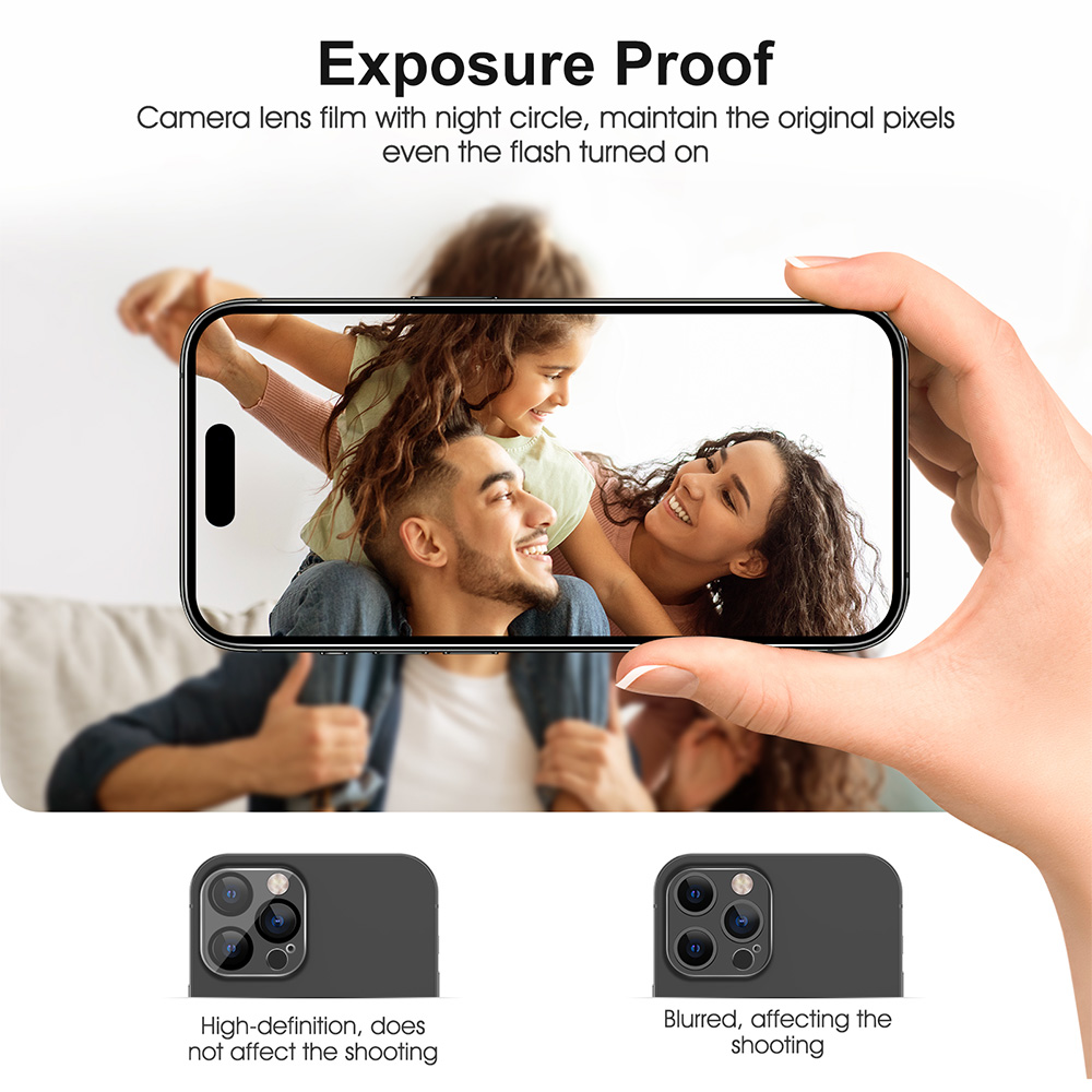SPARIN 2 Pack HD Screen Protector for iPhone 15 Pro + 2 Pack Lens Protector with Installation Frame