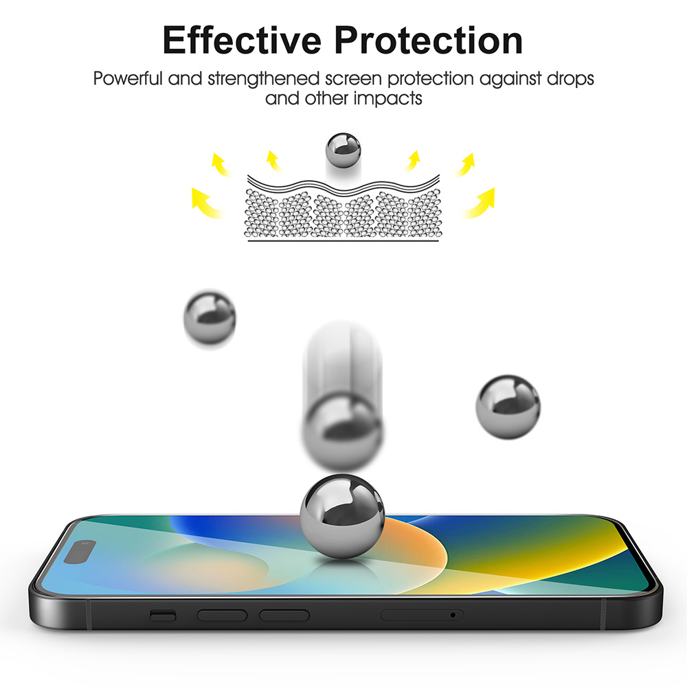 SPARIN 2 Pack HD Screen Protector for iPhone 15 Pro + 2 Pack Lens Protector with Installation Frame