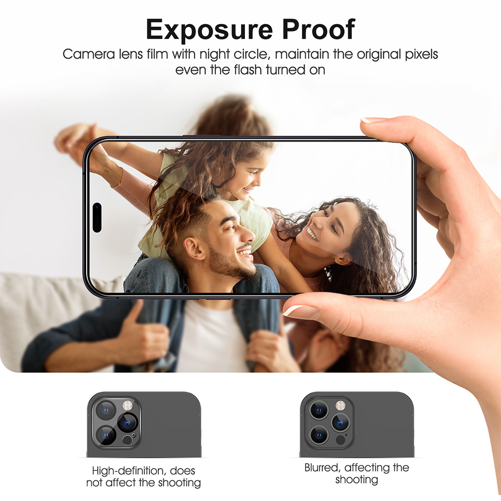 SPARIN 2 Pack HD Screen Protector for iPhone 15 Pro Max + 2 Pack Lens Protector with Installation Frame