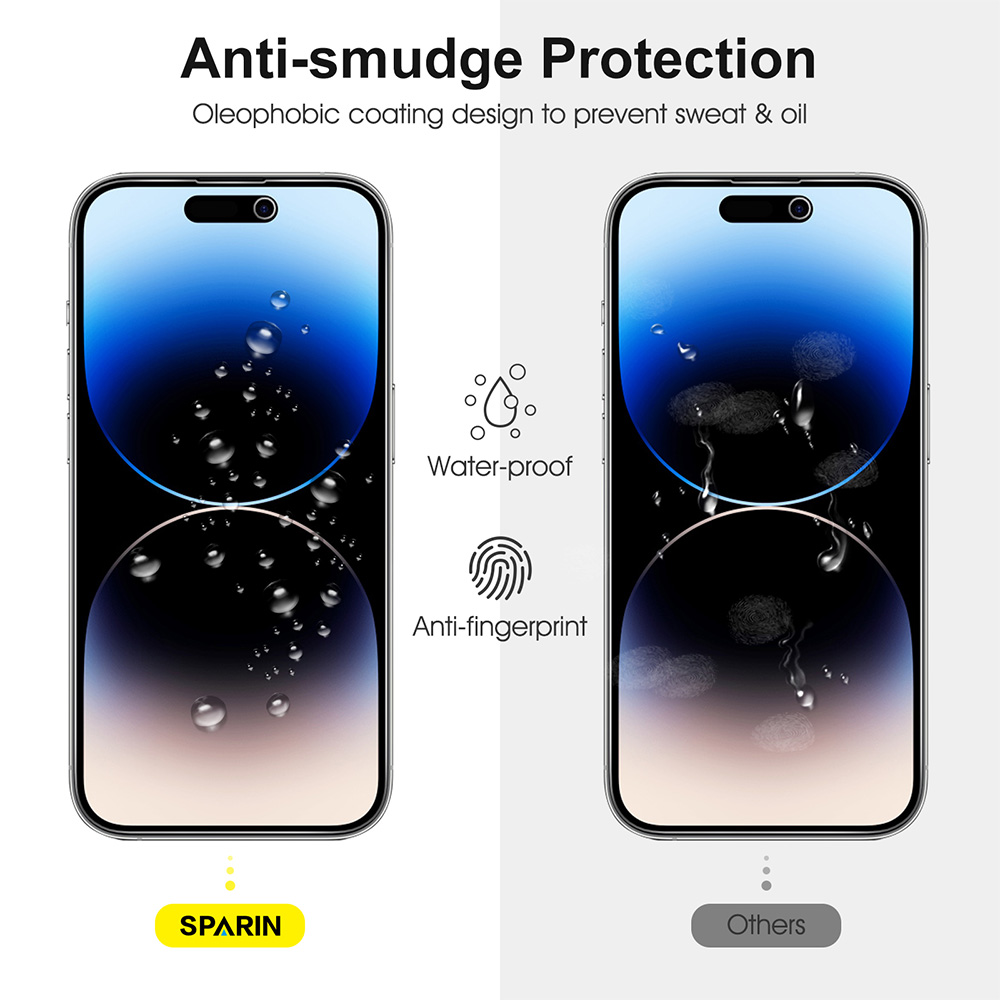 SPARIN 2 Pack Privacy Screen Protector for iPhone 15 + 2 Pack Lens Protector with Installation Frame