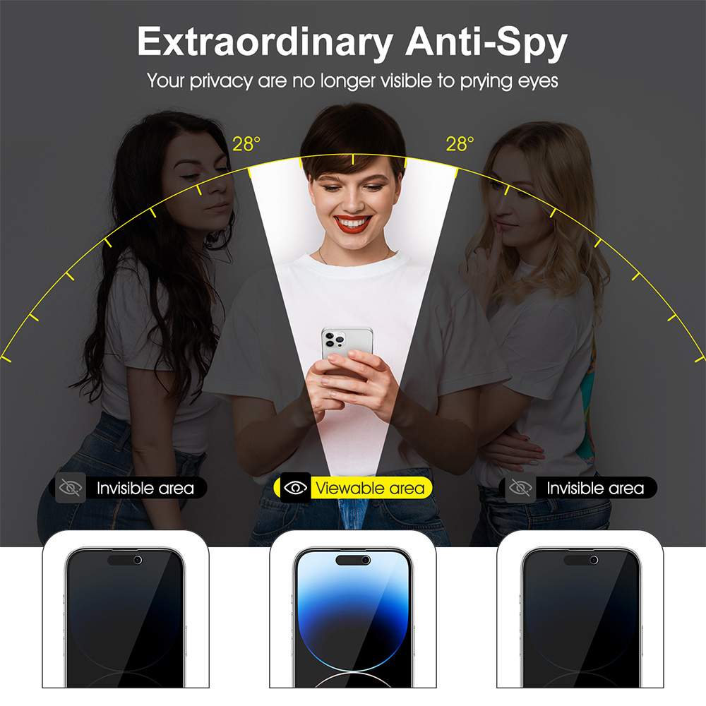 SPARIN 2 Pack Privacy Screen Protector for iPhone 15 Plus + 2 Pack Lens Protector with Installation Frame
