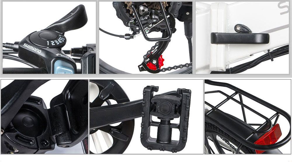 Samebike 20LVXD30 Portable Folding Smart Electric Moped Bike 350W Motor 35km/h Max Speed 20 Inch Tire - Black