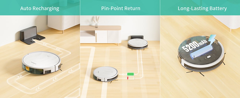 Refurbished Tesvor M2 Robot Vacuum Cleaner with Mop Function, 6000Pa Suction, Gyroscope Navigation, 600ml Dustbin, 150Mins Runtime