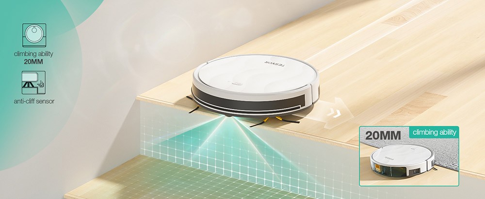 Refurbished Tesvor M2 Robot Vacuum Cleaner with Mop Function, 6000Pa Suction, Gyroscope Navigation, 600ml Dustbin, 150Mins Runtime