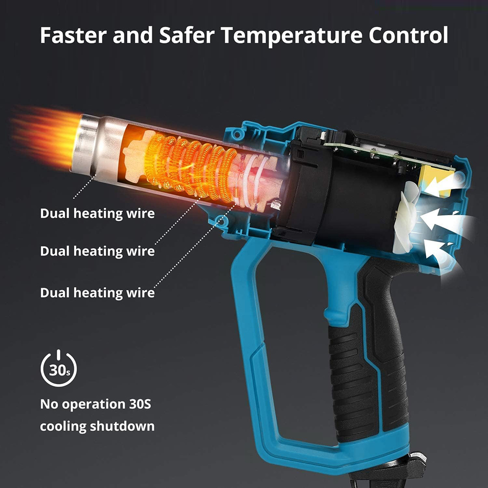 Tilswall 2000W Heat Gun, 12 Temperature Levels, LED Screen, Adjustable Temperature 50-600℃