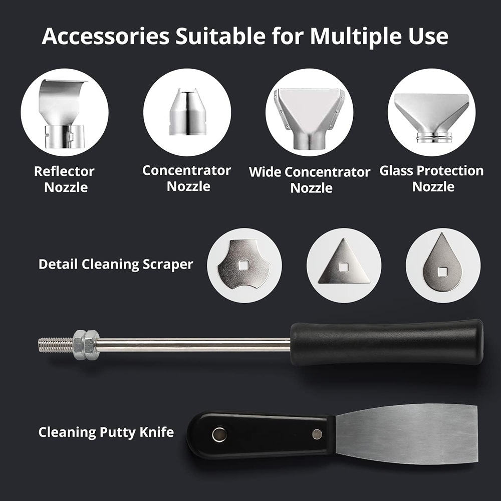 Tilswall 2000W Heat Gun, 12 Temperature Levels, LED Screen, Adjustable Temperature 50-600℃