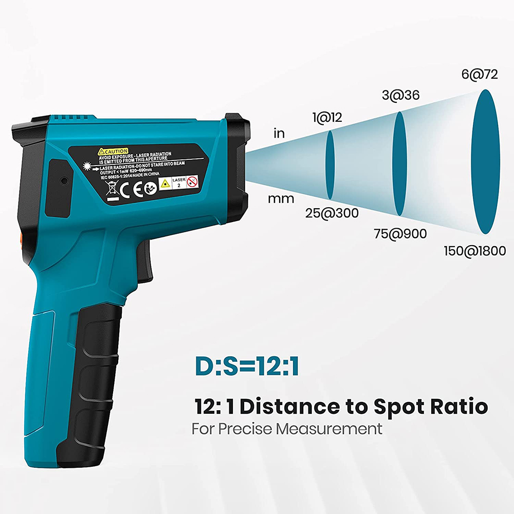 Tilswall IR02B Digital Cooking Thermometer with Probe, Adjustable Temperature -58℉~1472℉ (-50℃~800℃), LCD Screen