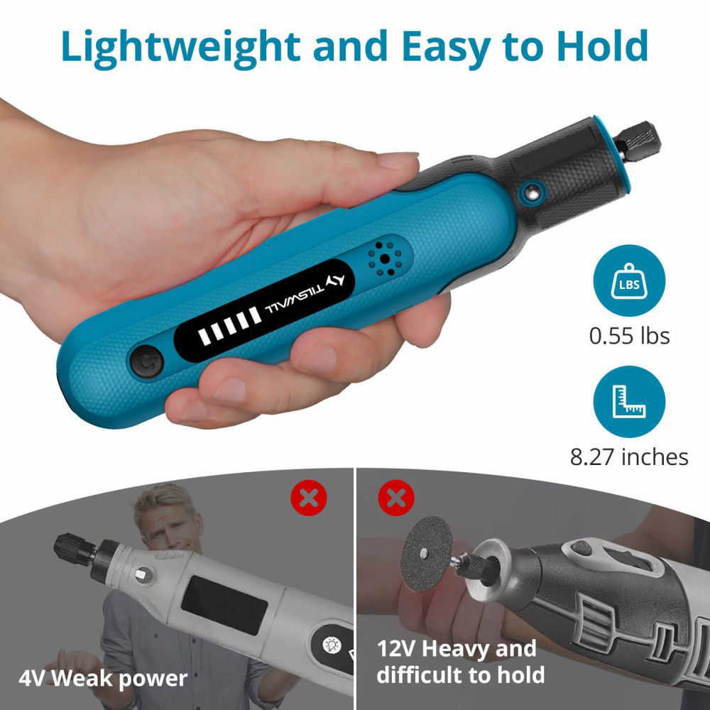 Tilswall W402 8V Cordless Rotary Tool Kit with 105Pcs Accessories
