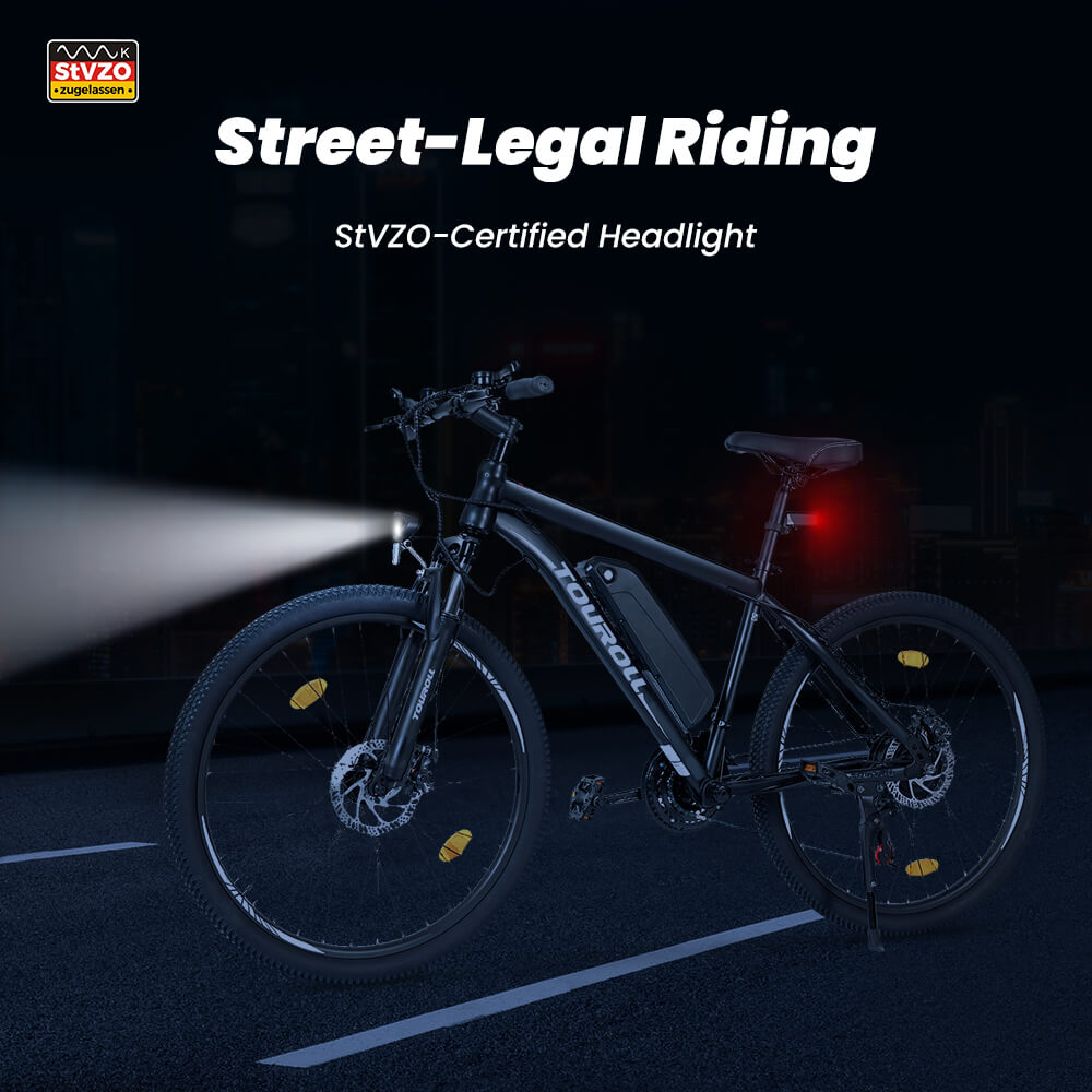 Touroll U1 26 MTB Electric Bike with 250W Motor, 13Ah Removable Li-ion Battery, 65KM Range, CST Off-Road Tires, 21-Speed Shimano Gear