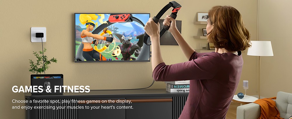 UPERFECT K118 18'' Portable Gaming Monitor, 144Hz Refresh Rate, 2560x1600 QHD IPS Screen, 1000:1 Contrast Ratio, FreeSync, HDR, 100% DCI-P3, Built-in Speaker, 9ms Response Time, Low Blue Light, VESA Mount, 1*Mini HDMI,1*Type-C, 1*Audio Jack - US Plug