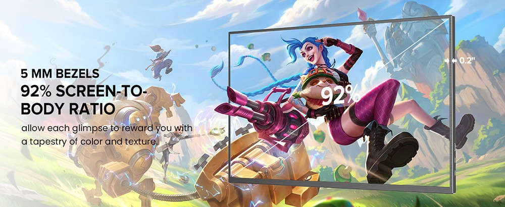 UPERFECT K118 18'' Portable Gaming Monitor, 144Hz Refresh Rate, 2560x1600 QHD IPS Screen, 1000:1 Contrast Ratio, FreeSync, HDR, 100% DCI-P3, Built-in Speaker, 9ms Response Time, Low Blue Light, VESA Mount, 1*Mini HDMI,1*Type-C, 1*Audio Jack - US Plug