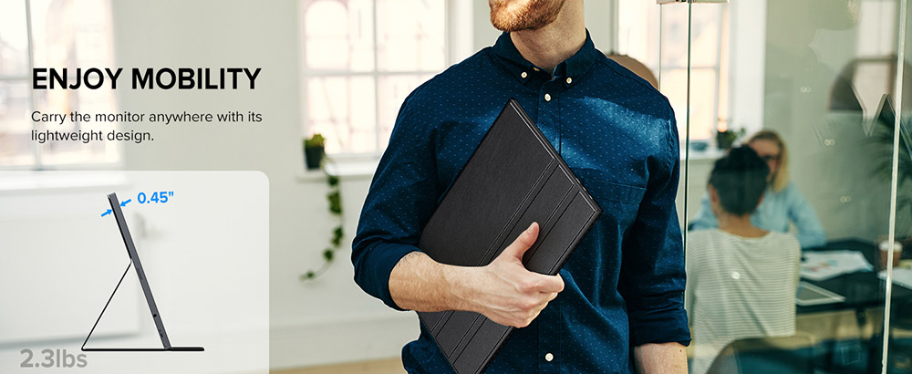 UPERFECT K118 18'' Portable Gaming Monitor, 144Hz Refresh Rate, 2560x1600 QHD IPS Screen, 1000:1 Contrast Ratio, FreeSync, HDR, 100% DCI-P3, Built-in Speaker, 9ms Response Time, Low Blue Light, VESA Mount, 1*Mini HDMI,1*Type-C, 1*Audio Jack - US Plug