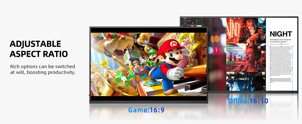 UPERFECT K118 18'' Portable Gaming Monitor, 144Hz Refresh Rate, 2560x1600 QHD IPS Screen, 1000:1 Contrast Ratio, FreeSync, HDR, 100% DCI-P3, Built-in Speaker, 9ms Response Time, Low Blue Light, VESA Mount, 1*Mini HDMI,1*Type-C, 1*Audio Jack - US Plug