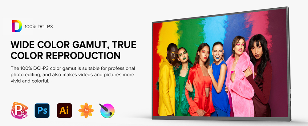 UPERFECT K118 18'' Portable Gaming Monitor, 144Hz Refresh Rate, 2560x1600 QHD IPS Screen, 1000:1 Contrast Ratio, FreeSync, HDR, 100% DCI-P3, Built-in Speaker, 9ms Response Time, Low Blue Light, VESA Mount, 1*Mini HDMI,1*Type-C, 1*Audio Jack - US Plug