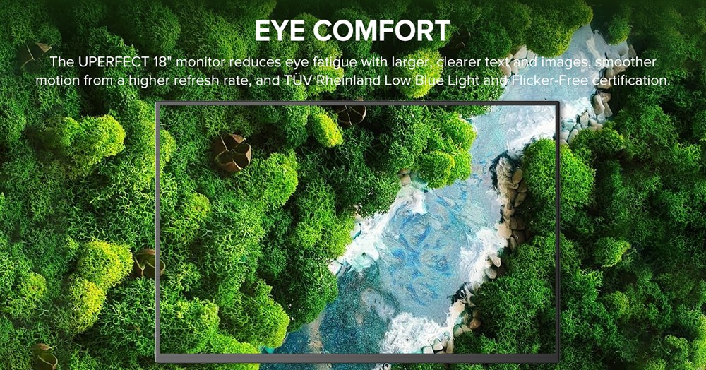 UPERFECT K118 18'' Portable Gaming Monitor, 144Hz Refresh Rate, 2560x1600 QHD IPS Screen, 1000:1 Contrast Ratio, FreeSync, HDR, 100% DCI-P3, Built-in Speaker, 9ms Response Time, Low Blue Light, VESA Mount, 1*Mini HDMI,1*Type-C, 1*Audio Jack - US Plug