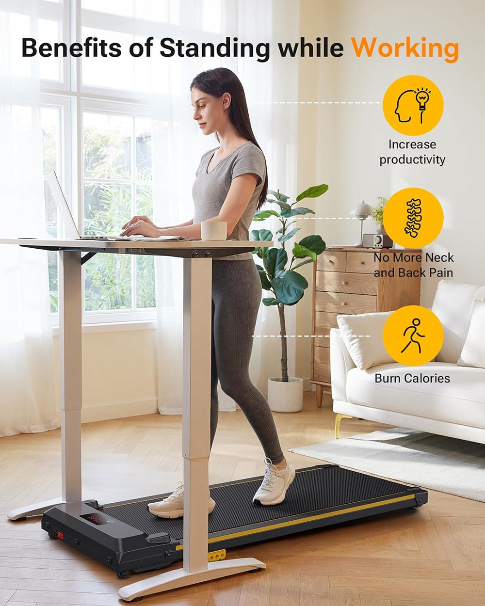 UREVO Spacewalk E1 Treadmill, Dual Shock Absorbers, LED Display & Remote Control, 2.0HP Motor Power, 0.6-4mph Speed Range, Low Noise