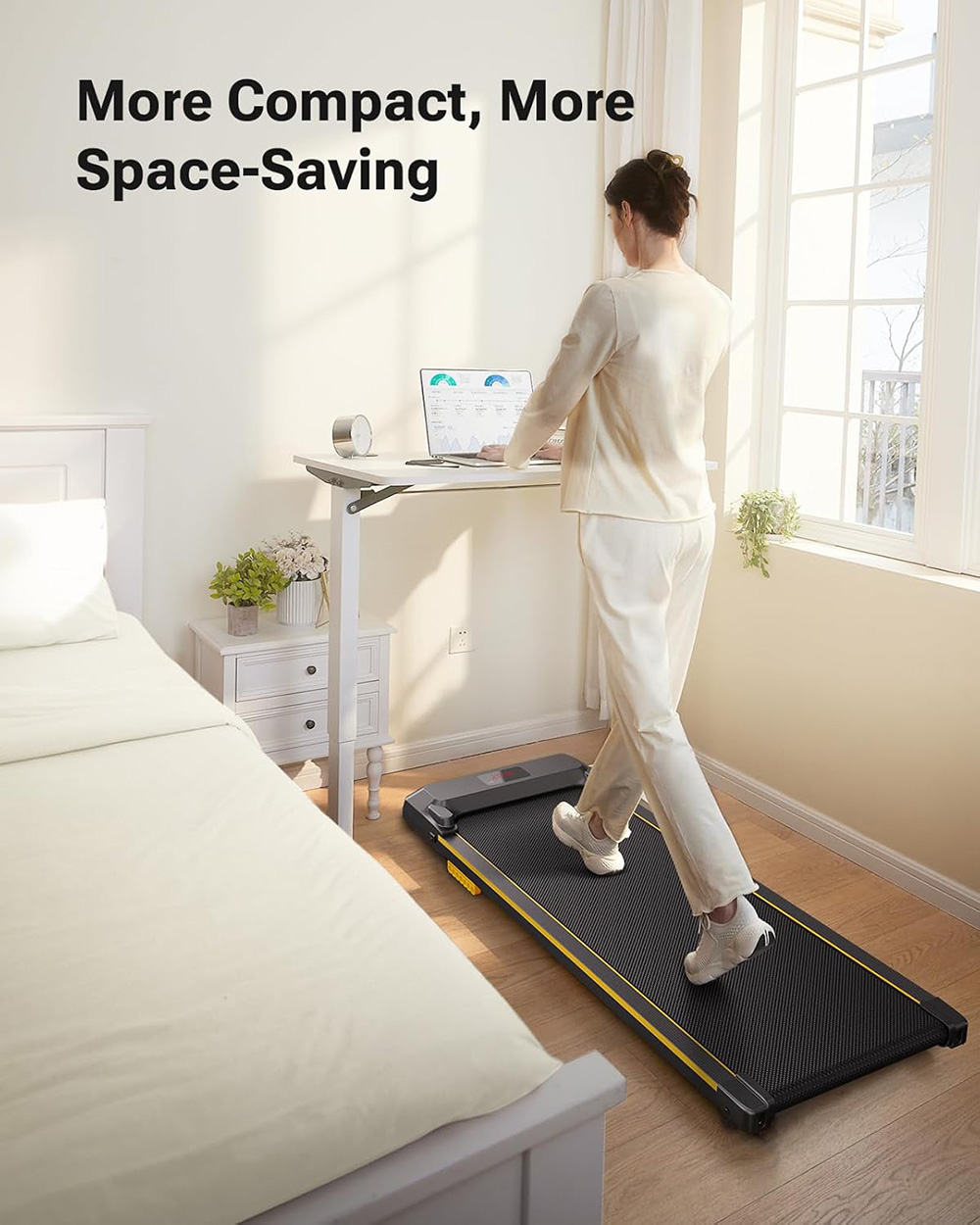 UREVO Spacewalk E1 Treadmill, Dual Shock Absorbers, LED Display & Remote Control, 2.0HP Motor Power, 0.6-4mph Speed Range, Low Noise