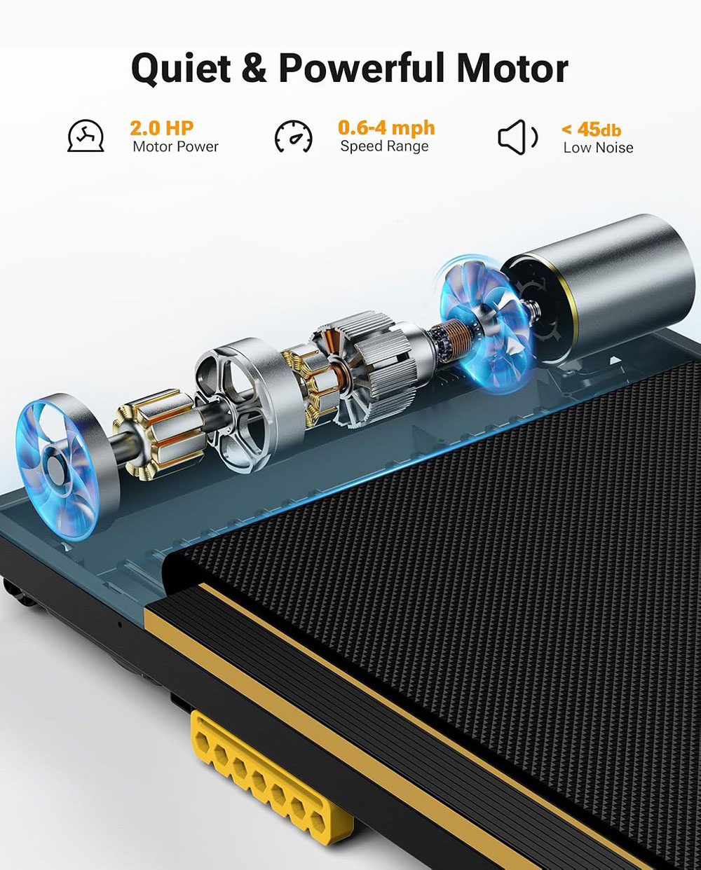 UREVO Spacewalk E1 Treadmill, Dual Shock Absorbers, LED Display & Remote Control, 2.0HP Motor Power, 0.6-4mph Speed Range, Low Noise