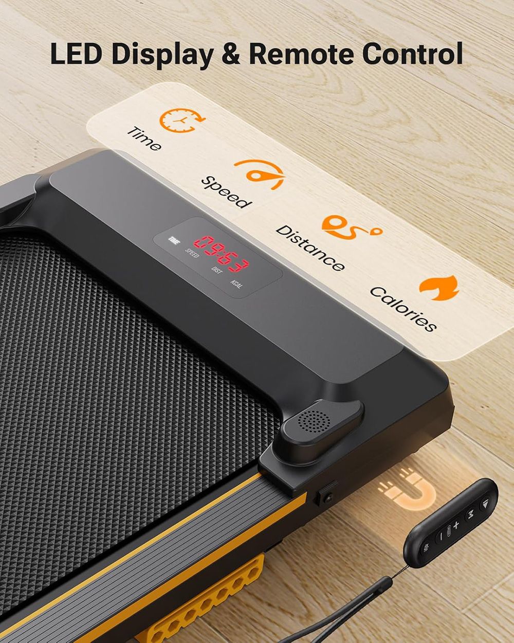 UREVO Spacewalk E1 Treadmill, Dual Shock Absorbers, LED Display & Remote Control, 2.0HP Motor Power, 0.6-4mph Speed Range, Low Noise