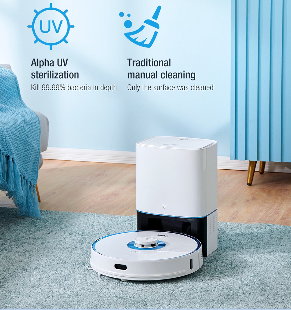 Refurbished VIOMI S9 UV Robot Vacuum Cleaner, Automatic Suction Station, Support MIJIA APP, 5200mAh Battery, 2700Pa Suction
