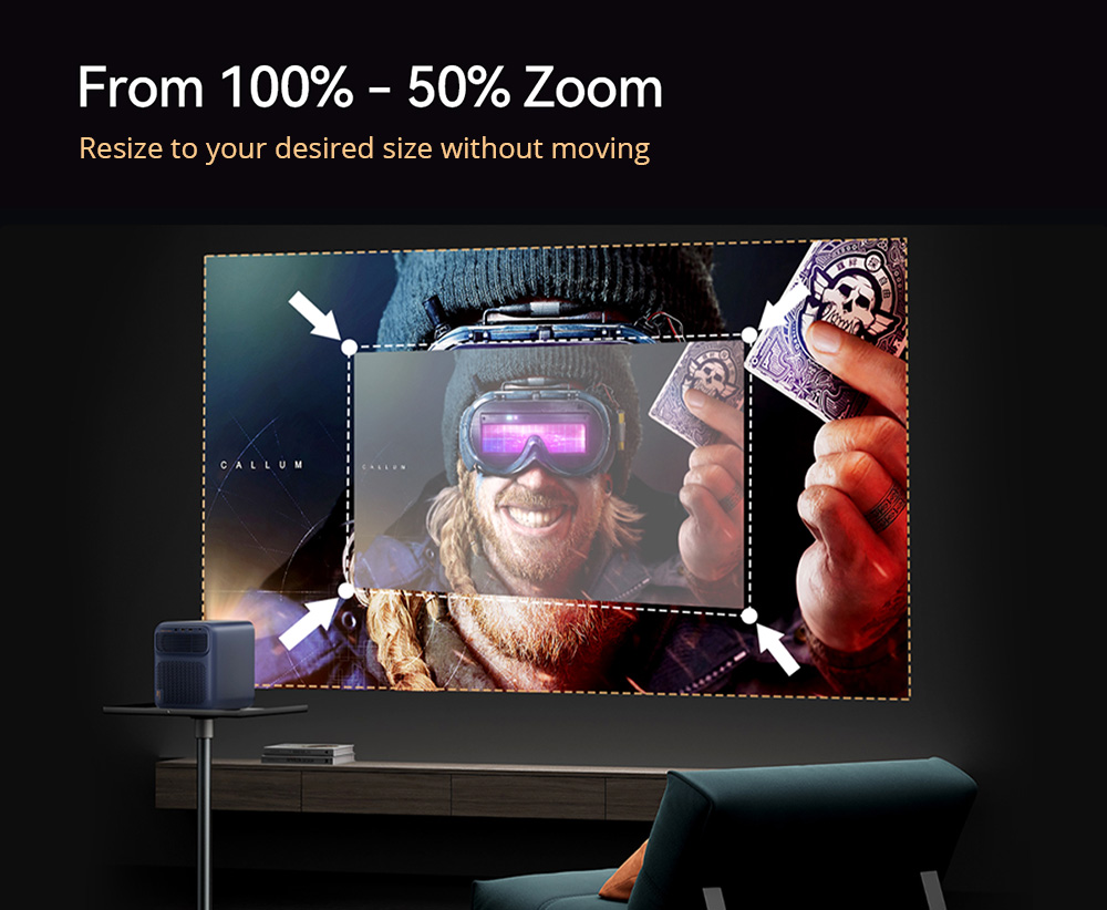 Wanbo Mozart 1 Pro LCD Projector, 900 ANSI, Native 1080P, Android TV 11, Auto Focus, Object Avoidance - EU Plug