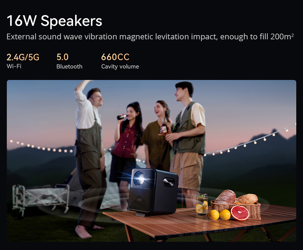 Wanbo Mozart 1 Pro LCD Projector, 900 ANSI, Native 1080P, Android TV 11, Auto Focus, Object Avoidance - EU Plug