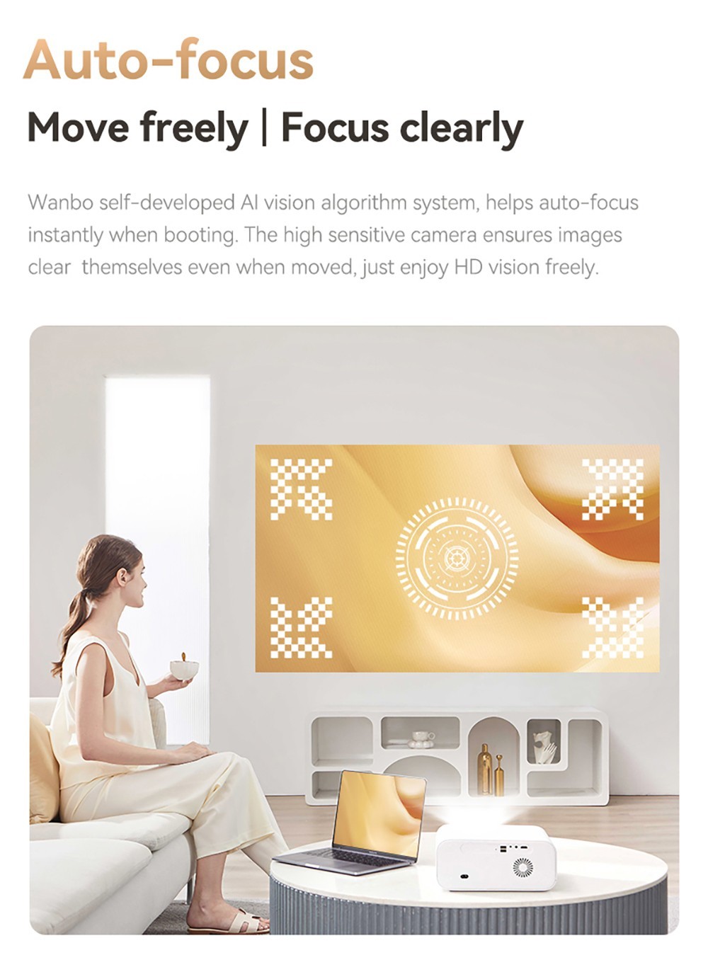 Refurbished Wanbo X5 LCD Projector, 1080P, 1100 ANSI Lumens, Auto-keystone Correction, Dual-band WiFi 6, 1GB/16GB, Bluetooth 5.0