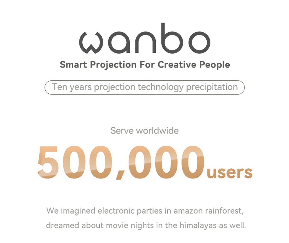 Refurbished Wanbo X5 LCD Projector, 1080P, 1100 ANSI Lumens, Auto-keystone Correction, Dual-band WiFi 6, 1GB/16GB, Bluetooth 5.0