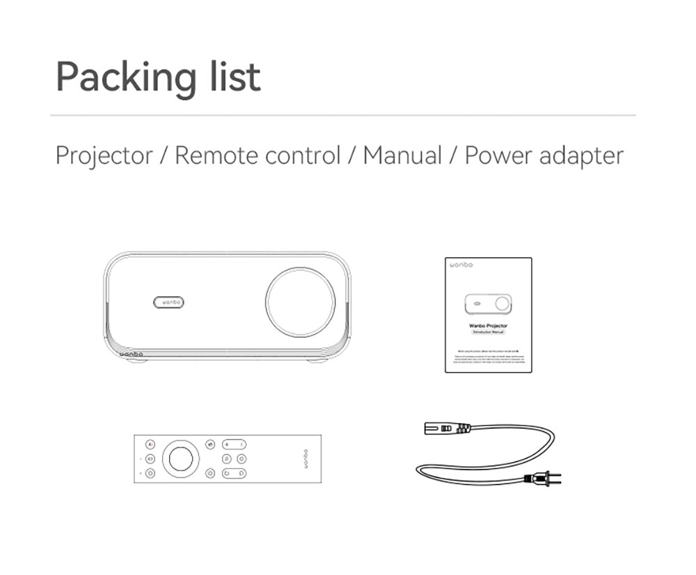 Refurbished Wanbo X5 LCD Projector, 1080P, 1100 ANSI Lumens, Auto-keystone Correction, Dual-band WiFi 6, 1GB/16GB, Bluetooth 5.0