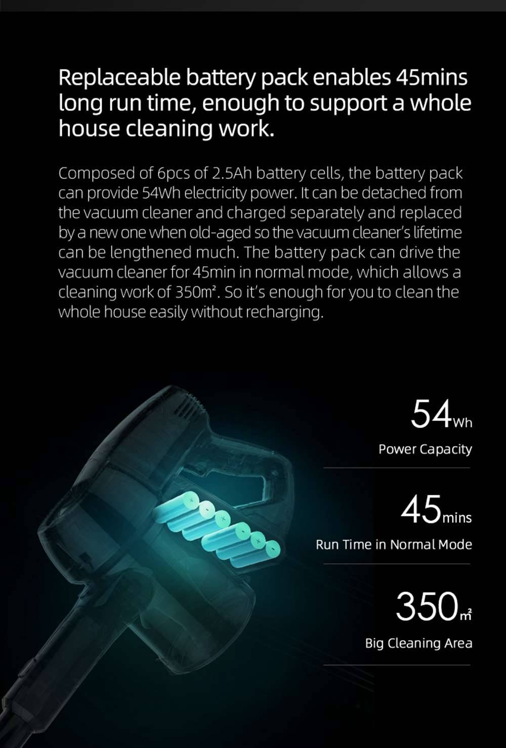 Refurbished Xiaomi JIMMY JV53 Handheld Cordless Vacuum Cleaner, 125AW Powerful Suction, High-efficiency Motor, Anti-wrapped Brush
