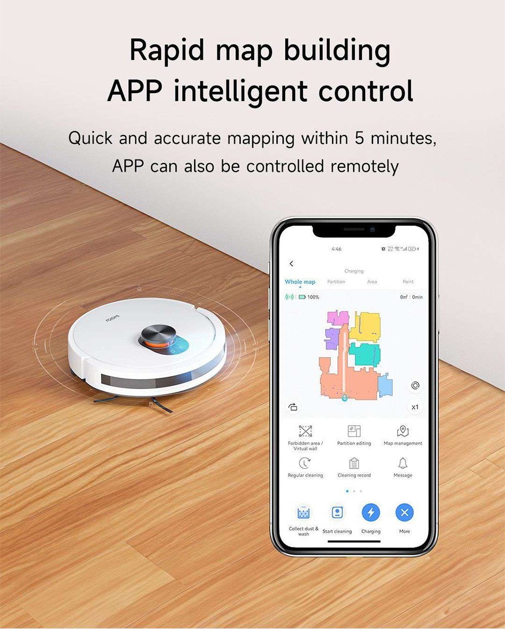 Refurbished Xiaomi ROIDMI EVE CC Robot Vacuum Cleaner, Vacuuming and Mopping, 3800Pa Suction, 0.29L Water Tank, 0.26L Dust Box