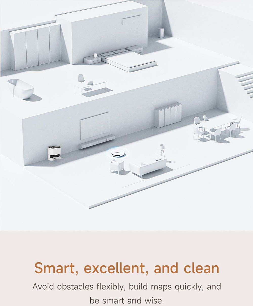 Refurbished Xiaomi ROIDMI EVE CC Robot Vacuum Cleaner, Vacuuming and Mopping, 3800Pa Suction, 0.29L Water Tank, 0.26L Dust Box