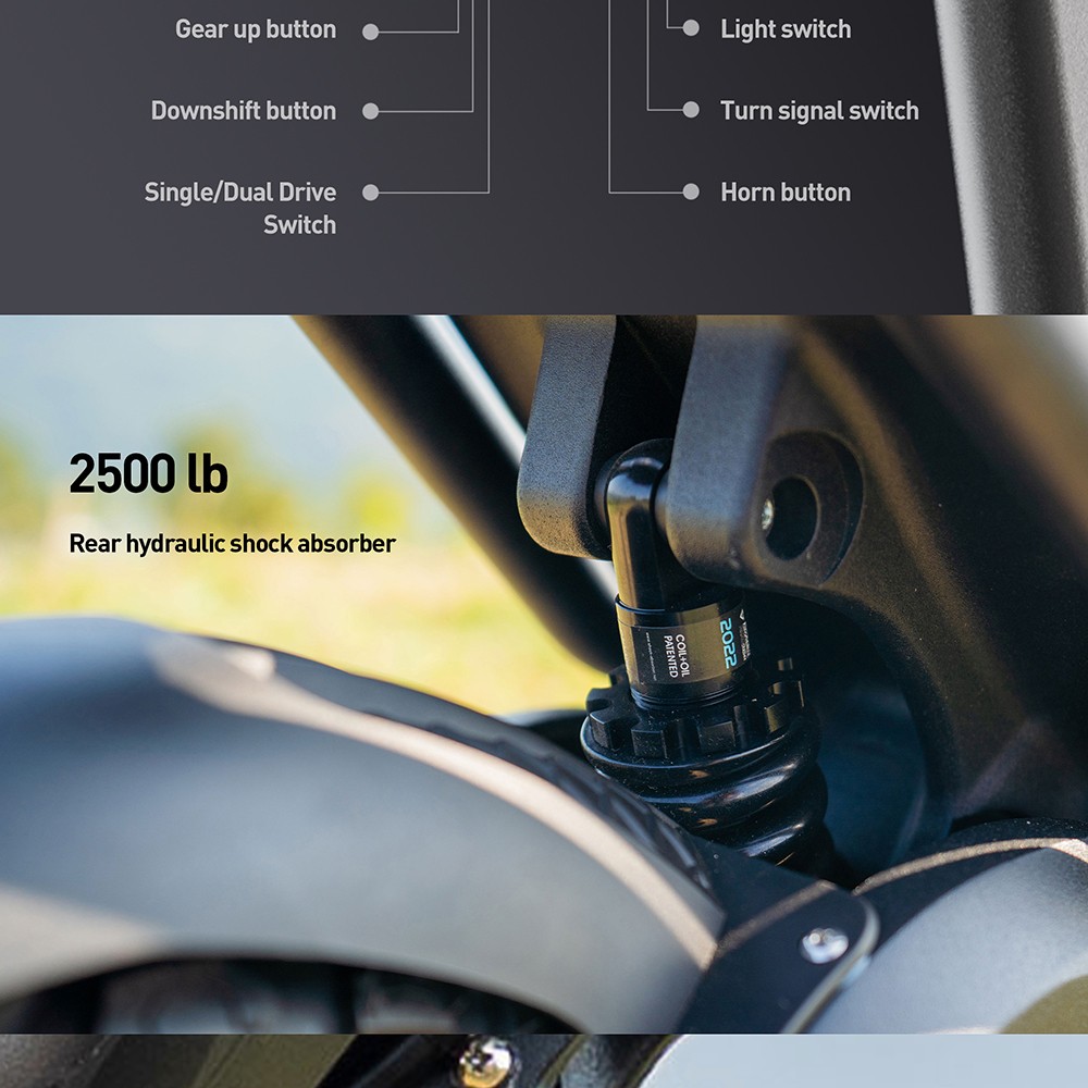 JOYOR E8-S 11-inch Off-road Electric Scooter 1600W*2 Dual Motor 72V 35Ah Lithium Battery, 80km/h Max Speed, 80-100km Range Hydraulic Brakes - Black