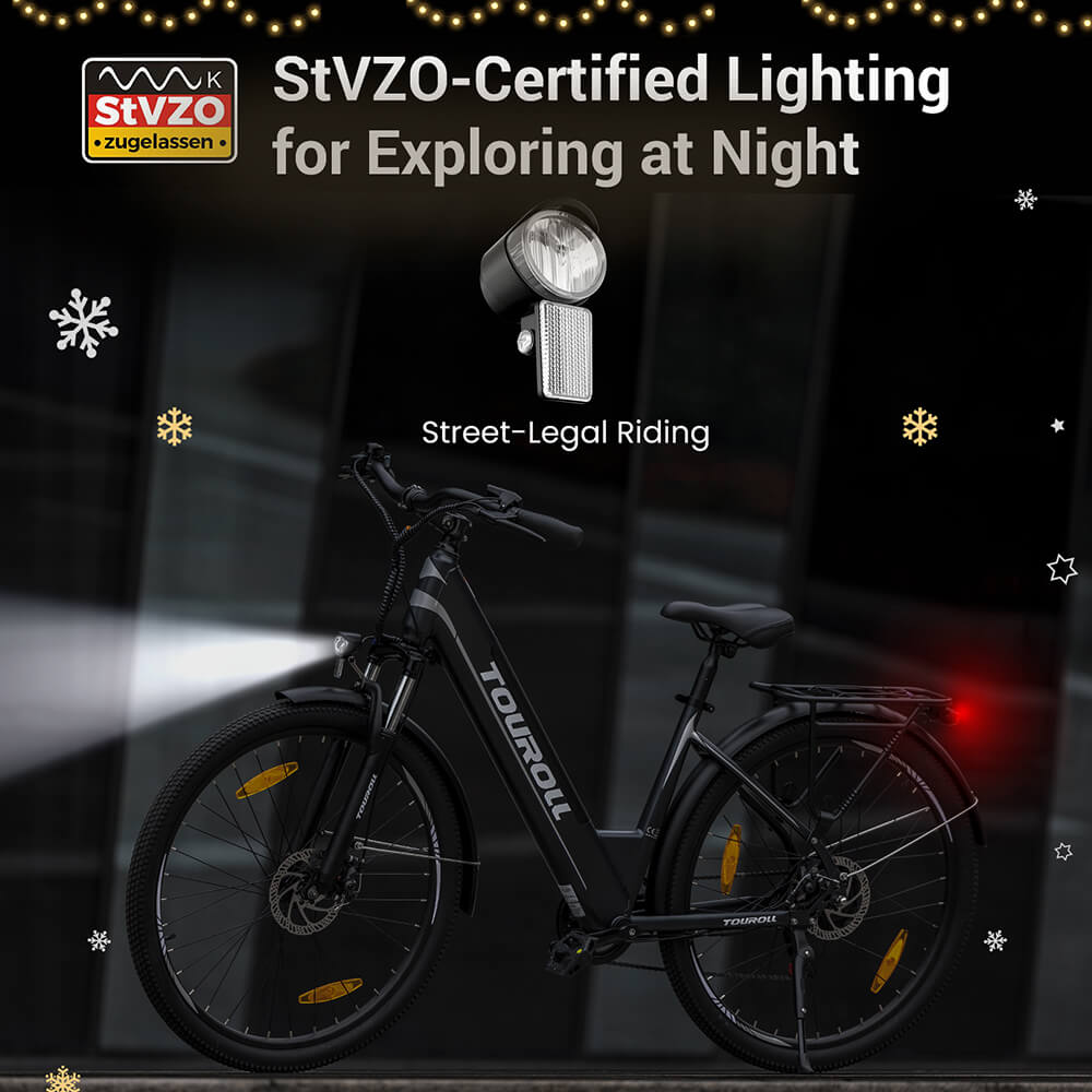 Touroll J1 ST 27.5 inch Trekking Bike with 250W Motor, 36V 15.6Ah Battery, Max 100km Range, 1.8