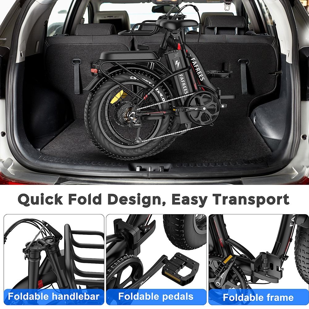 Fafrees F20 Max Electric Bike, 20*4.0 Inch Fat Tire, 500W Brushless Motor, 48V 22.5Ah Samsung Cell Battery, 25km/h Speed, Front & Rear Disc Brakes, Shimano 7-Speed - Aurora Blue