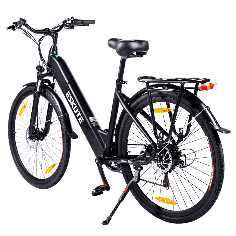 ESKUTE ES-28-SDXK Electric Bike, 250W Motor, 36V 20Ah Battery, 28*1.75-inch Tires, 25km/h Max Speed, 120km Range, Disc Brakes, Suspension Front Fork, SHIMANO 7-speed - Black