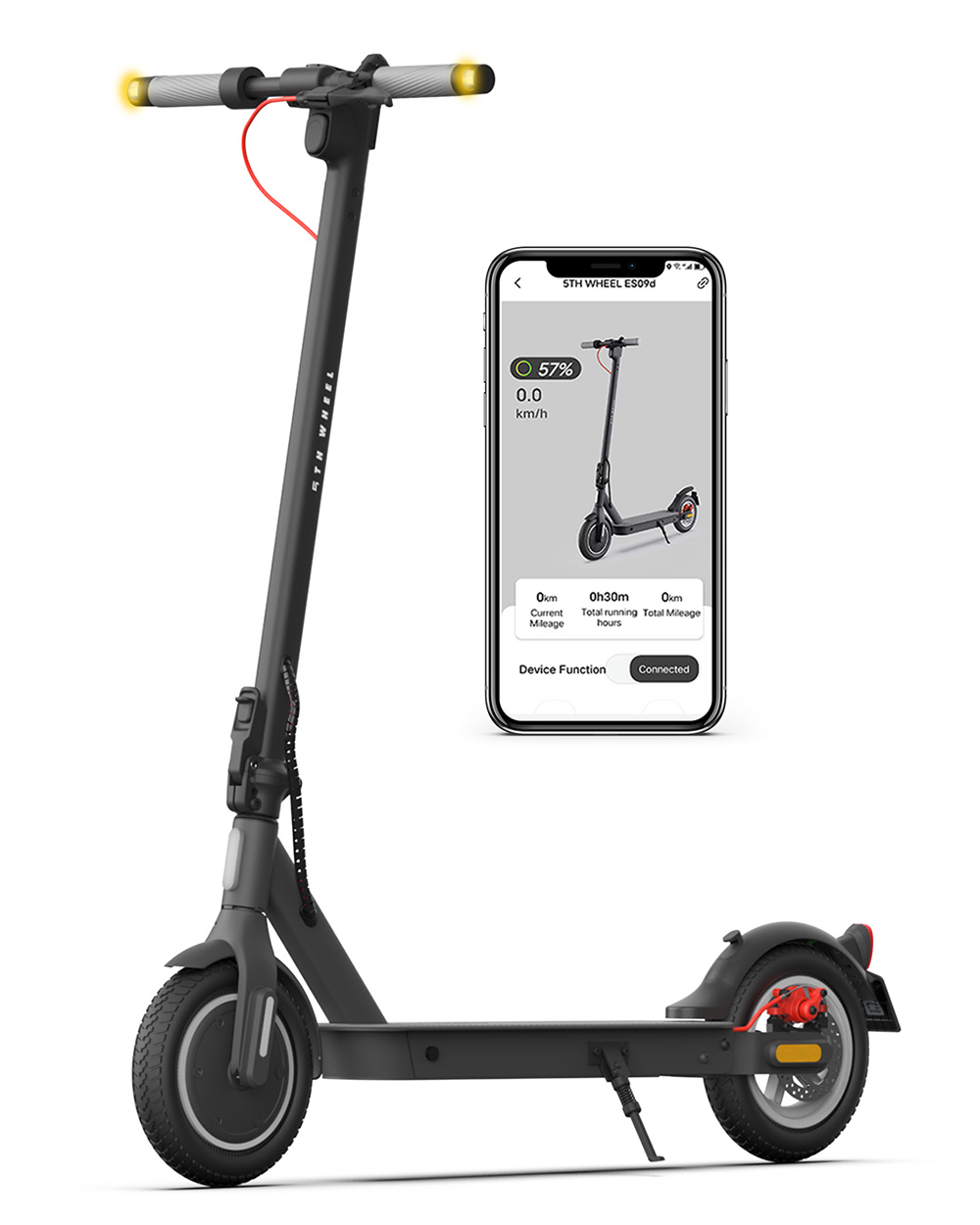 5TH WHEEL V30 Pro Electric Scooter ABE Certification, 350W Motor, 36V 7.5AH Battery, 10-inch Tire, 20km/h Max Speed, 32km Range, Rear Spring Shock Absorption, Disc Brake, App Control