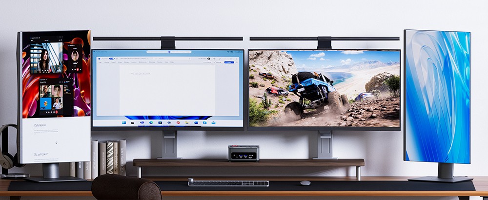 AOOSTAR GEM12 Mini PC, AMD Ryzen 7 8845HS 8 Core Up to 5.1GHz, 32GB DDR5 RAM 1TB PCle 4.0 SSD, HDMI 2.1 + DP 1.4+ USB 4 + Type-C 4K 120Hz Four Screen Display, WiFi 6 Bluetooth 5.2, 2*2.5G LAN, 2*USB3.2 2*USB2.0 1*Oculink, Adjustable BIOS - Black