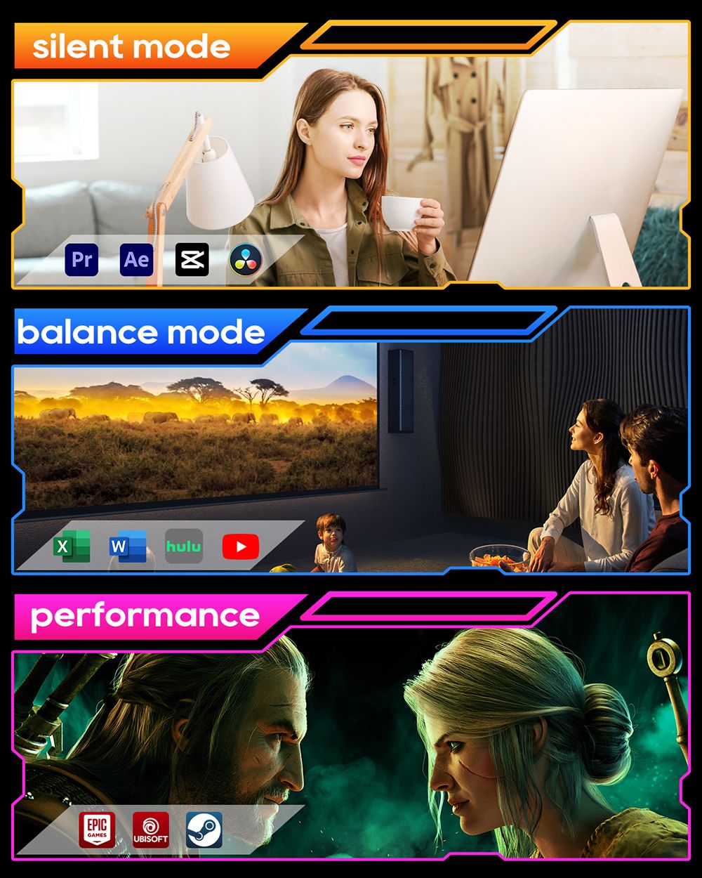 AOOSTAR GEM12 Mini PC, AMD Ryzen 7 8845HS 8 Core Up to 5.1GHz, 32GB DDR5 RAM 1TB PCle 4.0 SSD, HDMI 2.1 + DP 1.4+ USB 4 + Type-C 4K 120Hz Four Screen Display, WiFi 6 Bluetooth 5.2, 2*2.5G LAN, 2*USB3.2 2*USB2.0 1*Oculink, Adjustable BIOS - Black