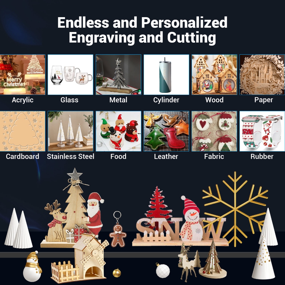 Mecpow X4 22W Laser Engraver Cutter, with Integrated Air Assist, 0.08x0.1mm Laser Spot, 22000mm/min Engraving Speed, 410*400mm