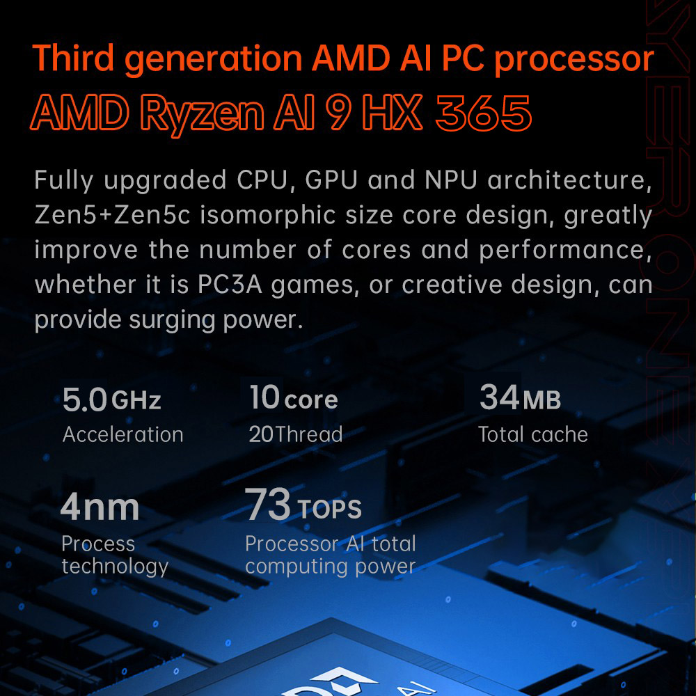 ONE Netbook OneXFly F1 Pro Handheld Game Console, 7'' 1920*1080 OLED Screen, AMD Ryzen AI 9 HX 365 CPU 10 Core Max 5.0GHz, 144Hz Refresh Rate, 32GB LPDDR5x RAM 1TB PCle 4.0 SSD, Harman Sound System, 2*USB-C 4.0, 1*USB-A 3.0, 1*TF Card Slot, 1*Audio