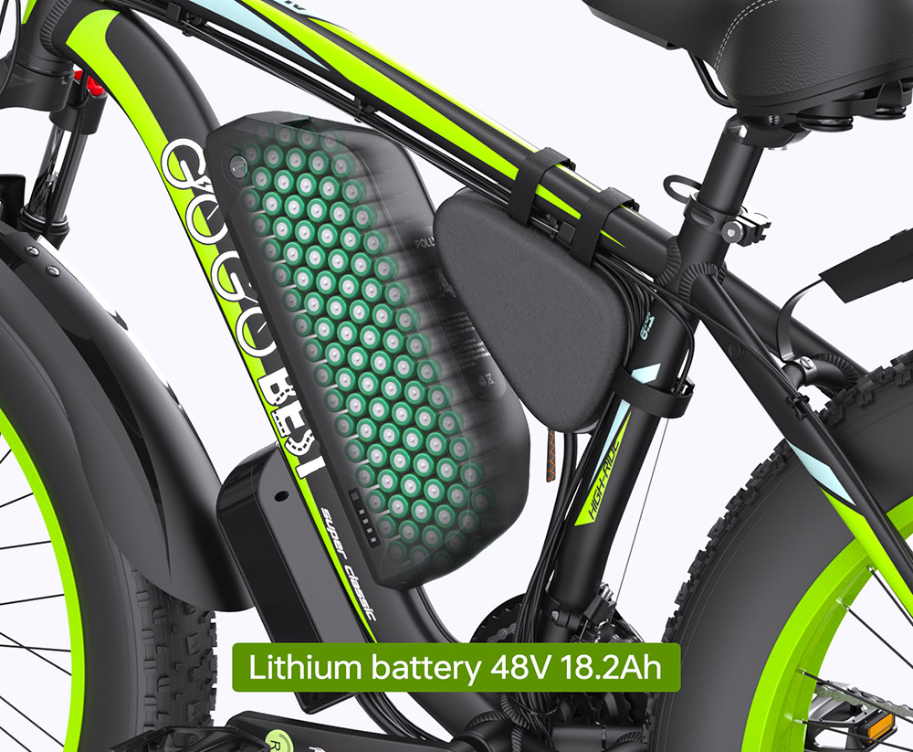 GOGOBEST GF700 26*4.0 Inch Fat Tire Electric Mountain Bike 48V 18.2Ah Battery 2*500W Dual Motor Max Speed 50Km/h 70KM Power-Assisted Range Max Load 200KG IP54 Waterproof Hydraulic Disc Brake MTB Bike 6061 Aluminum Alloy Frame - Black Yellow