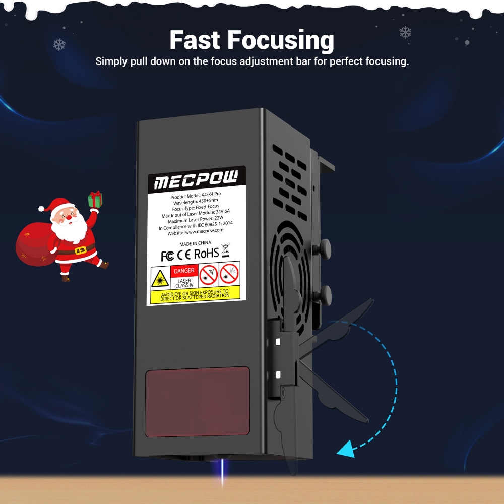 Mecpow X4 22W Laser Engraver Cutter, with Integrated Air Assist, 0.08x0.1mm Laser Spot, 22000mm/min Engraving Speed, 410*400mm